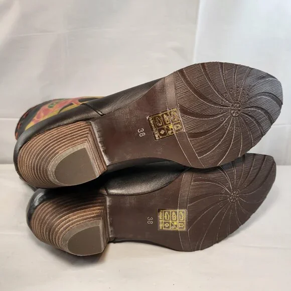 Spring Step L'artiste Aster Western Boots Size 38 EU Black Floral - Picture 5 of 8